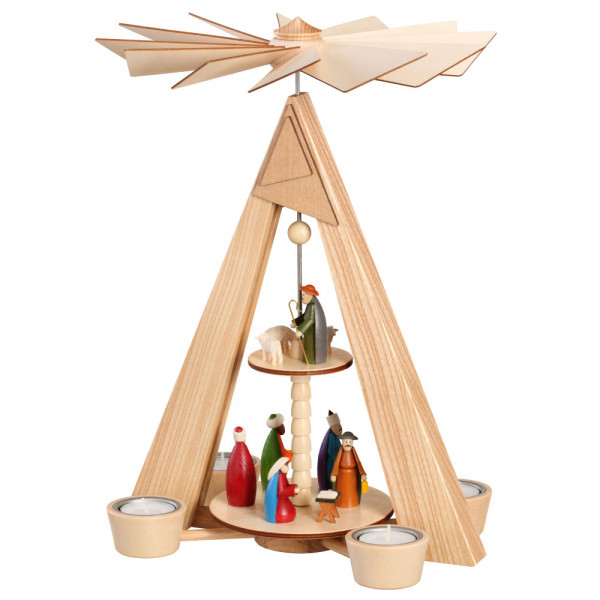 Pyramide, Seiffen. Christi Geburt, TeelichtpyramideTeelichtpyramide